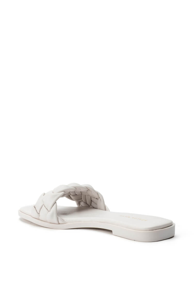 AZALEA WANG BODEGA BRAIDED FLAT SANDAL IN WHITE