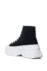 AZALEA WANG LIBBIE EMBELLISHED SNEAKER IN BLACK