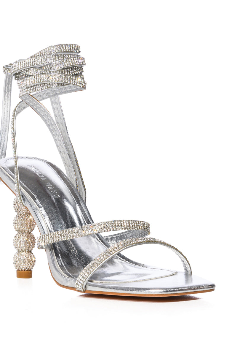 AZALEA WANG LIVANA SILVER RHINESTONE HEEL