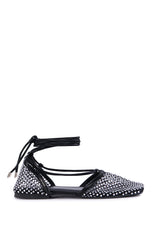 AZALEA WANG LIVINGTON BLACK RHINESTONE MESH FLAT