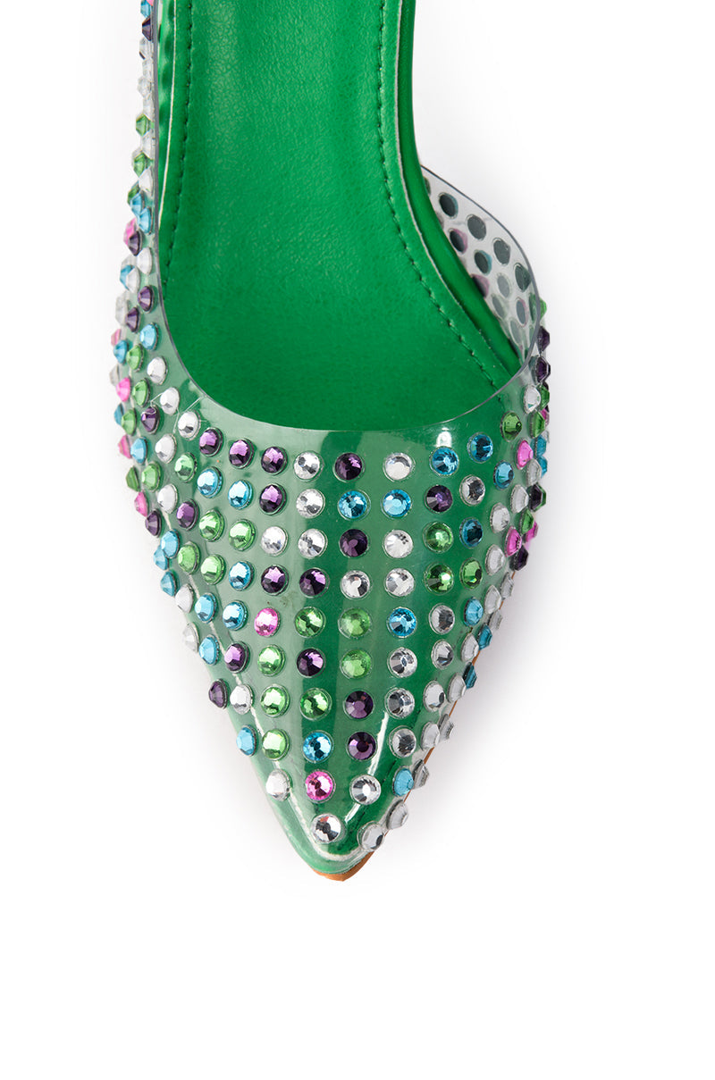 AZALEA WANG REN GREEN EMBELISHED PUMP