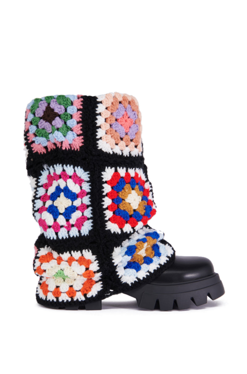 AZALEA WANG MACKENNA BLACK CROCHET BOOTIE