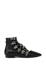 AZALEA WANG MATSON BLACK LACE UP BUCKLE FLAT