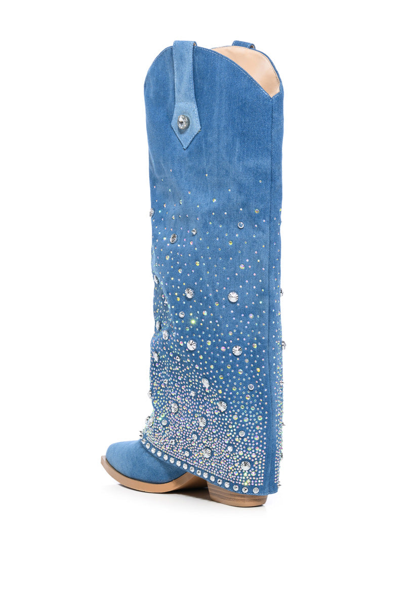 AZALEA WANG MELLOW WESTERN DENIM BOOT
