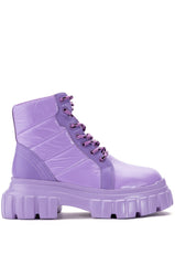 AZALEA WANG MERCEDES PUFFER FLATFORM BOOT IN PURPLE