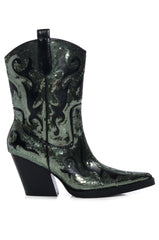 AZALEA WANG MERRIL SEQUIN WESTERN BOOTIE IN BLACK