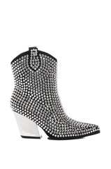AZALEA WANG ACTIONLITE RHINESTONE EMBELLISHED BOOTIE IN BLACK