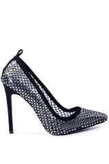 AZALEA WANG TRUDY MESH EMBELLISHED PUMP IN BLACK