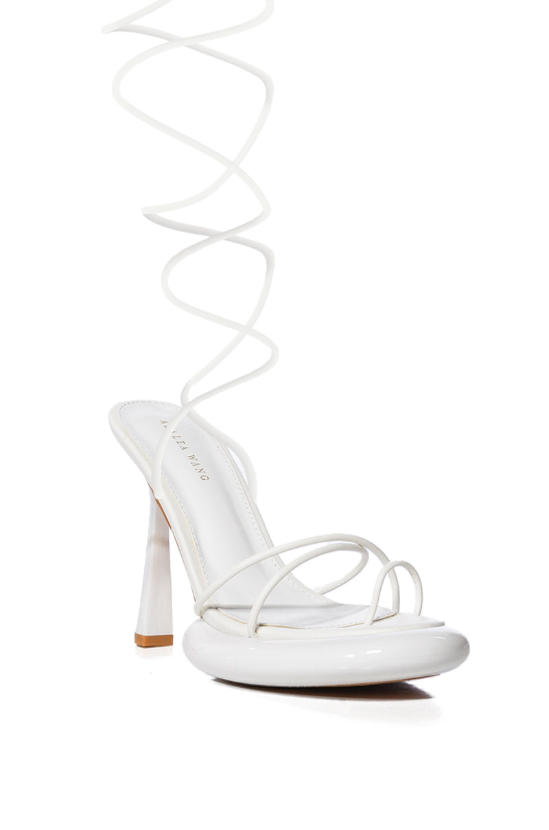 AZALEA WANG ACCURATE PATENT SANDAL IN WHITE