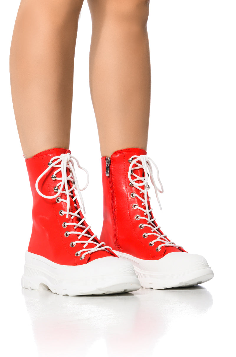 AZALEA WANG SOUTH RED HIGH TOP SNEAKER