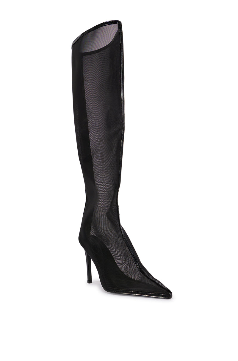 AZALEA WANG NICOLAI BLACK MESH KNEE HIGH BOOT