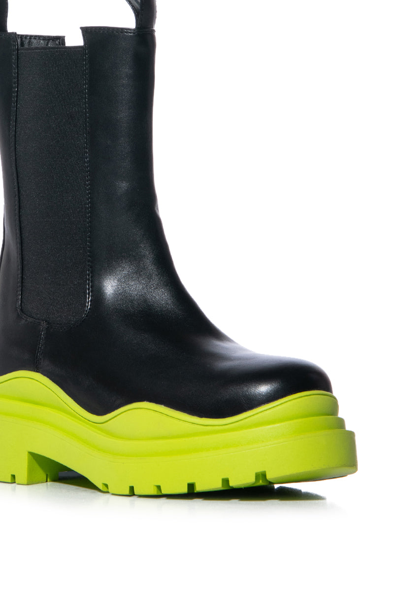 AZALEA WANG ONLY IN MY DREAMS FLATFORM BOOTIE IN LIME