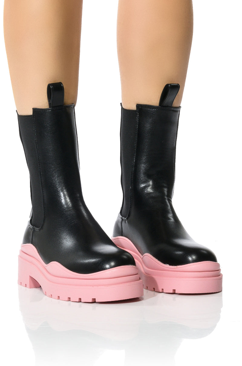 AZALEA WANG ONLY IN MY DREAMS FLATFORM BOOTIE IN PINK