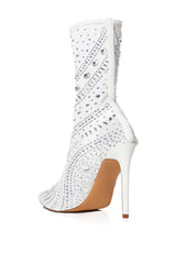 AZALEA WANG OPRY EMBELLISHED BOOTIE IN WHITE