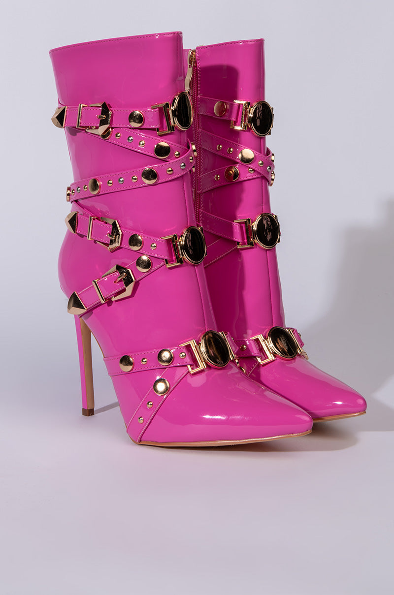 AZALEA WANG OVER AND OUT STILETTO BOOTIE IN PINK