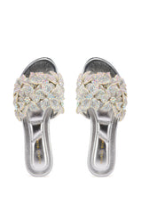 AZALEA WANG PAISLEE EMBELLISHED FLOWER SANDAL IN SILVER