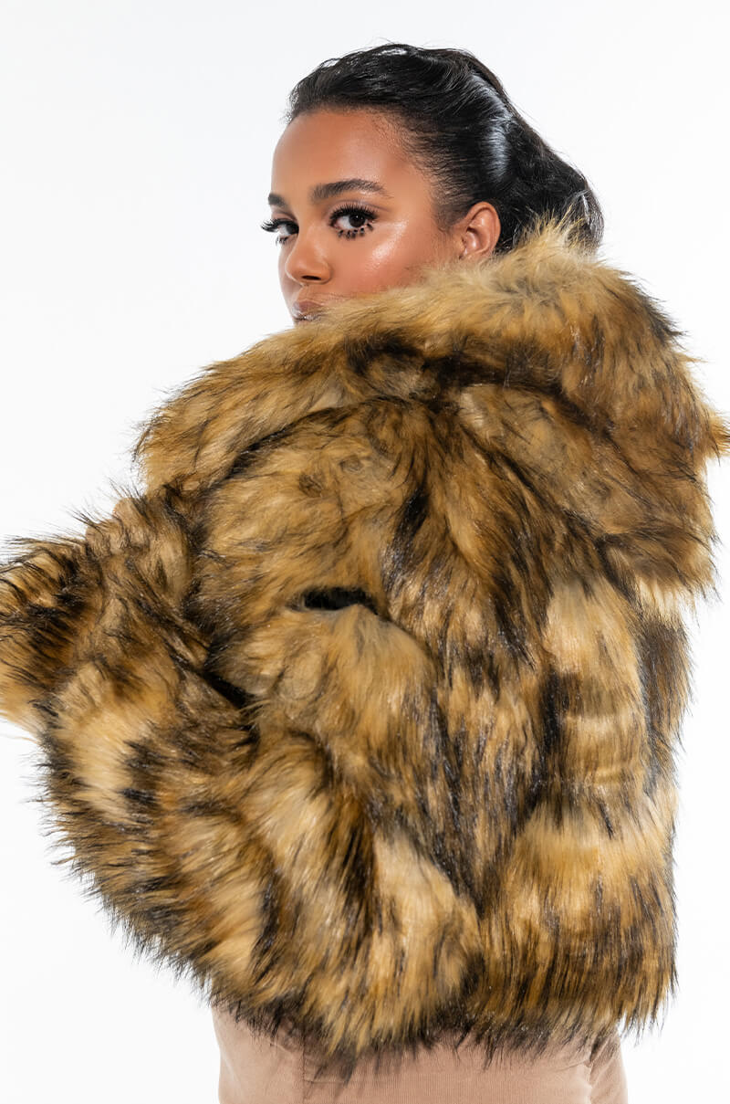 PLUS GRACELLE FAUX FUR CROPPED JACKET