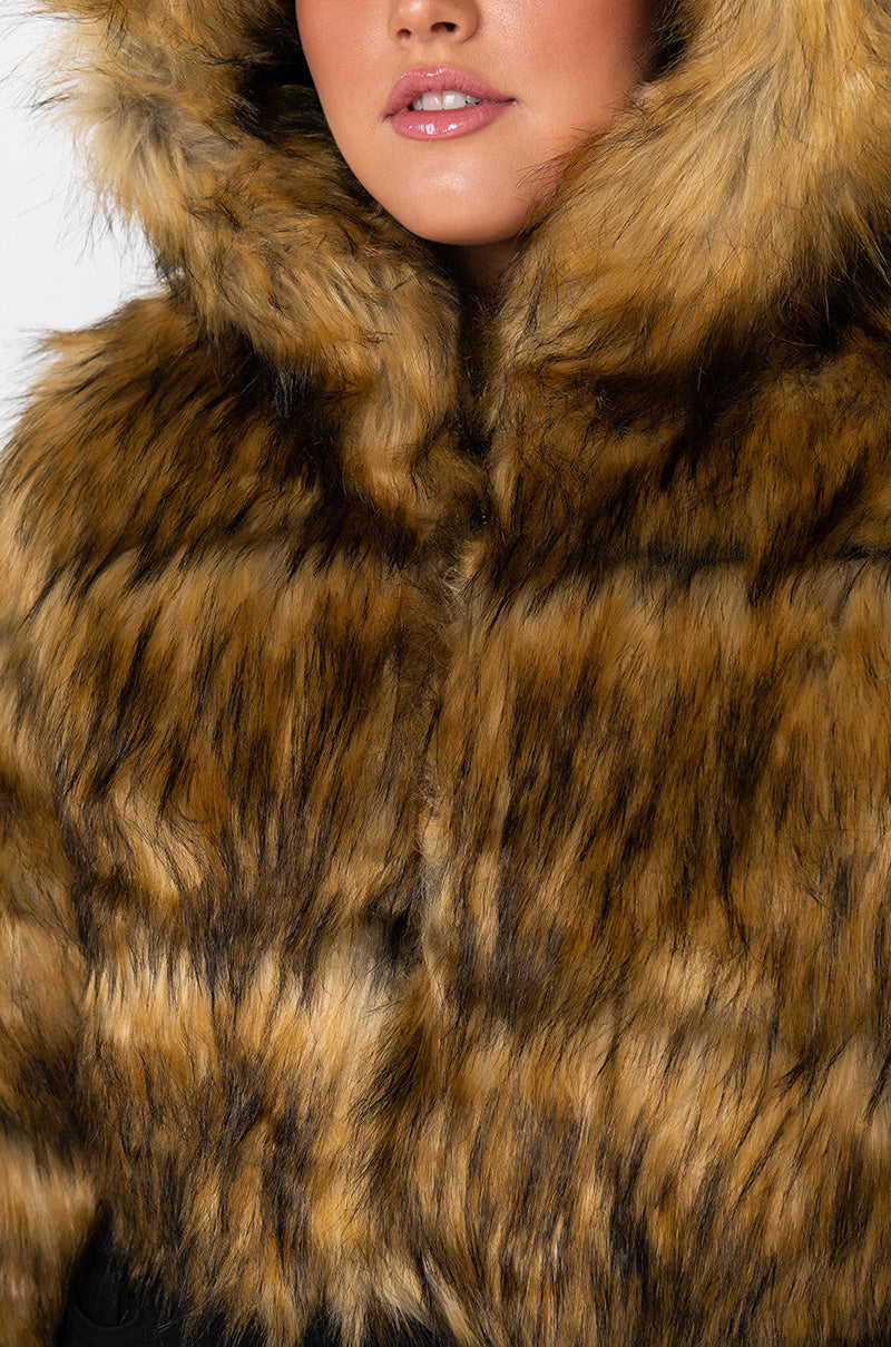 PLUS GRACELLE FAUX FUR CROPPED JACKET