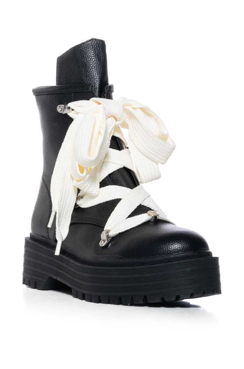 AZALEA WANG POLLUX COMBAT BOOTIE IN BLACK
