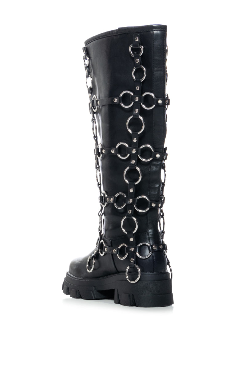 AZALEA WANG RAIMO BLACK SILVER HARDWARE BOOT
