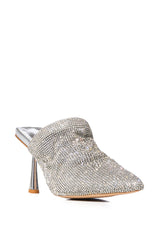 AZALEA WANG RAIN RHINESTONE EMBELLISHED MULE IN SILVER