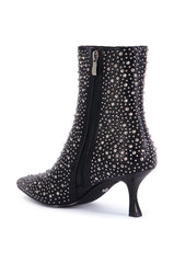 AZALEA WANG RIDLEY BLACK EMBELLISHED BOOTIE