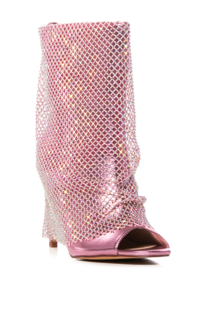 AZALEA WANG RIESLIN MESH BOOTIE IN PINK
