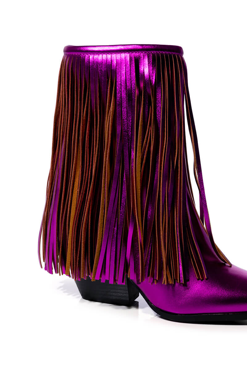 AZALEA WANG SCARLETT METALLIC CHUNKY BOOTIE IN FUCHSIA