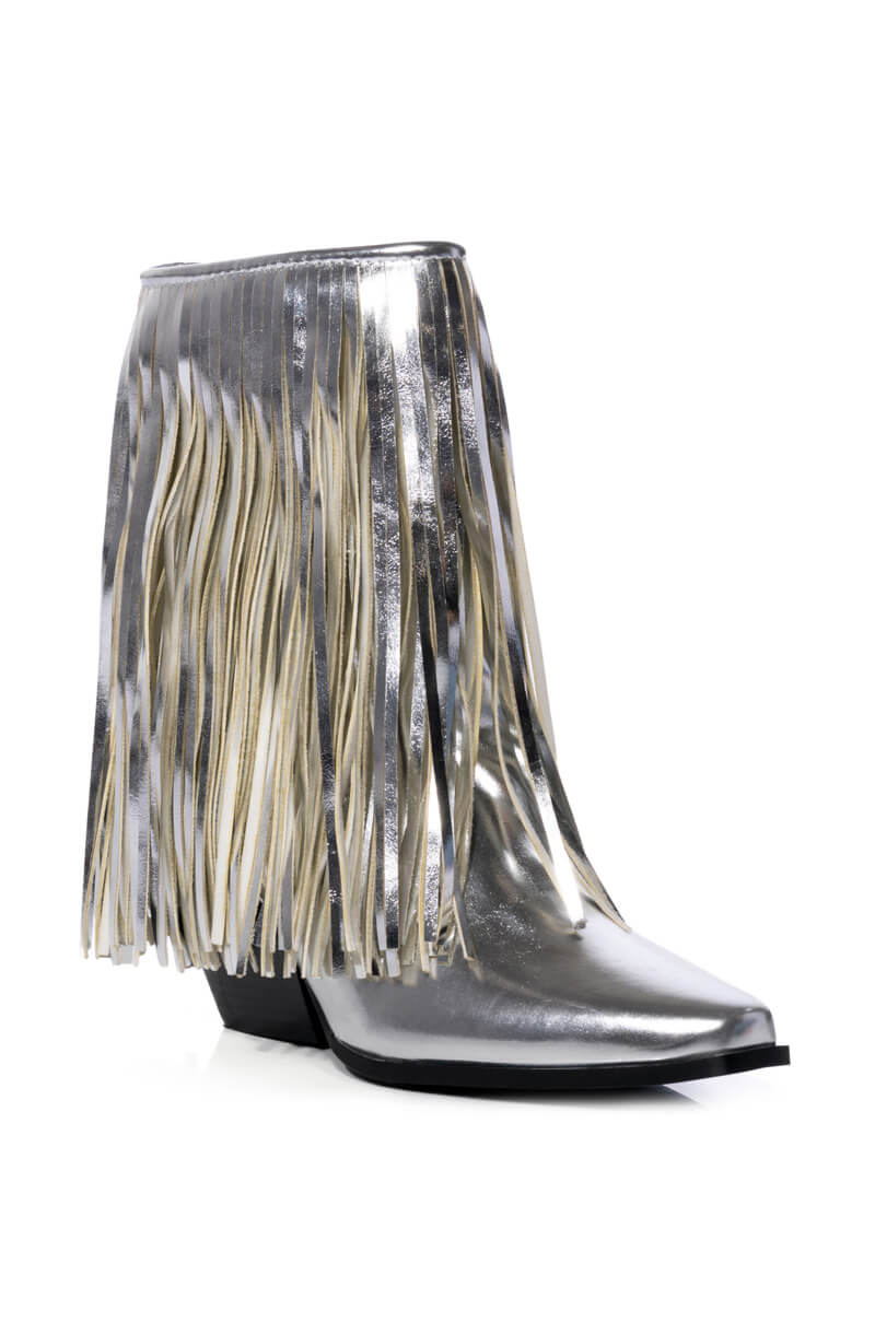 AZALEA WANG SCARLETT METALLIC CHUNKY BOOTIE IN SILVER