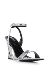 AZALEA WANG SHARLA SILVER CUT OUT WEDGE HEEL SANDAL