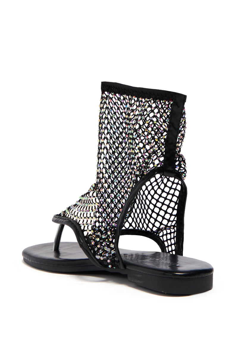 AZALEA WANG SHOSHONE BLACK MESH SANDAL