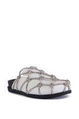 AZALEA WANG SHYLAH WHITE DIAMOND ROPE NETTED FLAT