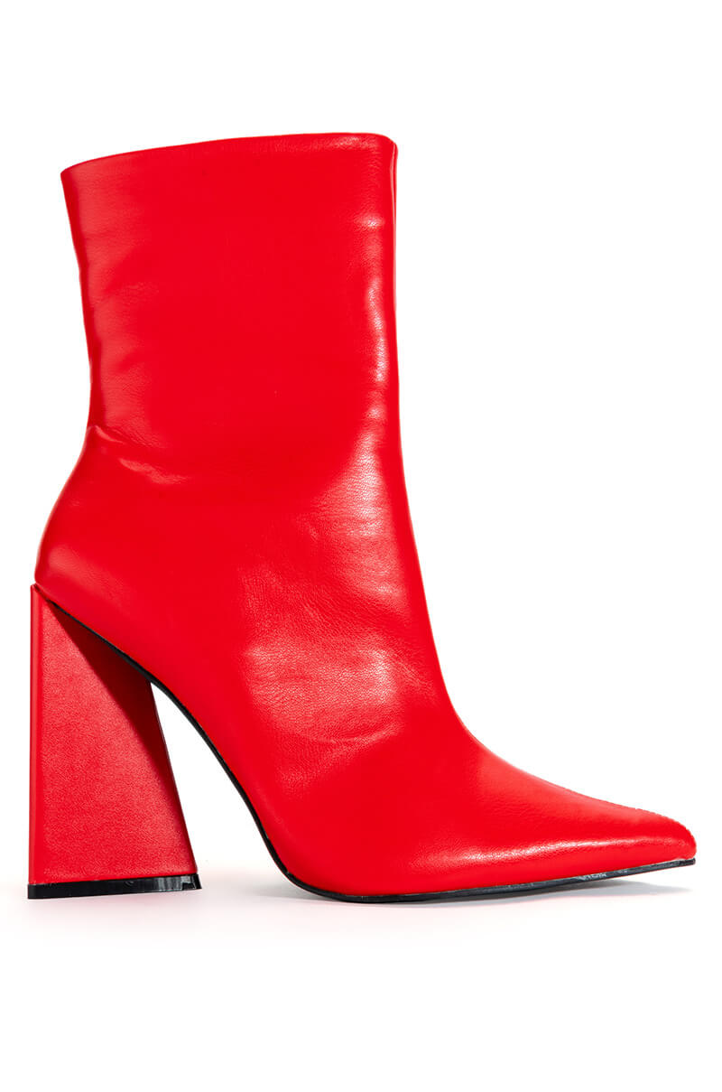 AZALEA WANG ATICA CHUNKY PU BOOTIE IN RED
