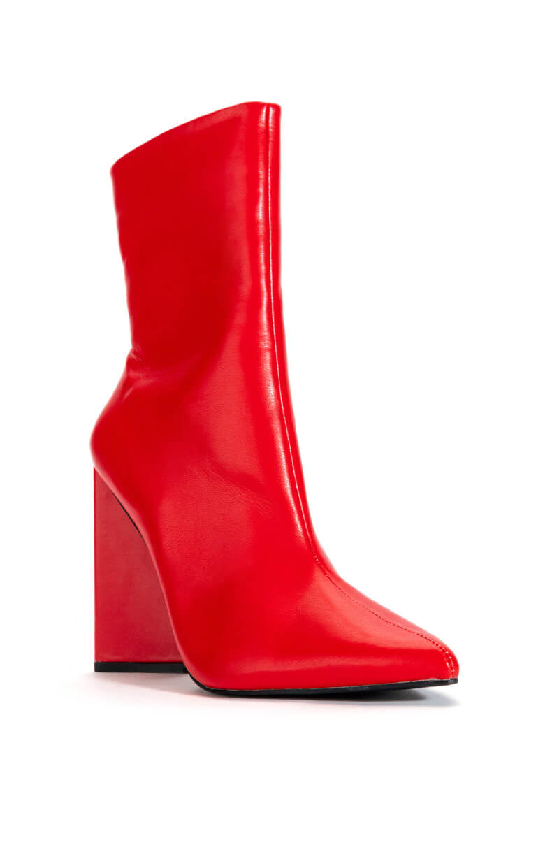AZALEA WANG ATICA CHUNKY PU BOOTIE IN RED