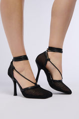AZALEA WANG SKYLEE MESH SANDAL IN BLACK
