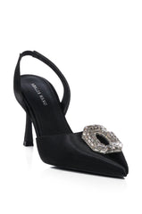 AZALEA WANG SPIN BLACK JEWEL EMBELLISHED PUMP