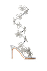 AZALEA WANG SPLENDA SILVER FLOWER EMBELLISHED COIL SANDAL