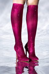 AZALEA WANG STATUE EMBELLISHED STRETCH BOOT IN PINK