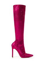 AZALEA WANG STATUE EMBELLISHED STRETCH BOOT IN PINK
