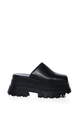 AZALEA WANG BARRON PU FLATFORM MULE IN BLACK