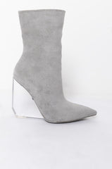 AZALEA WANG STEPPIN ON GLASS WEDGE BOOTIE IN GREY