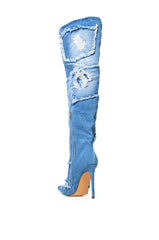 AZALEA WANG ALYSIA STILETTO BOOT IN DENIM