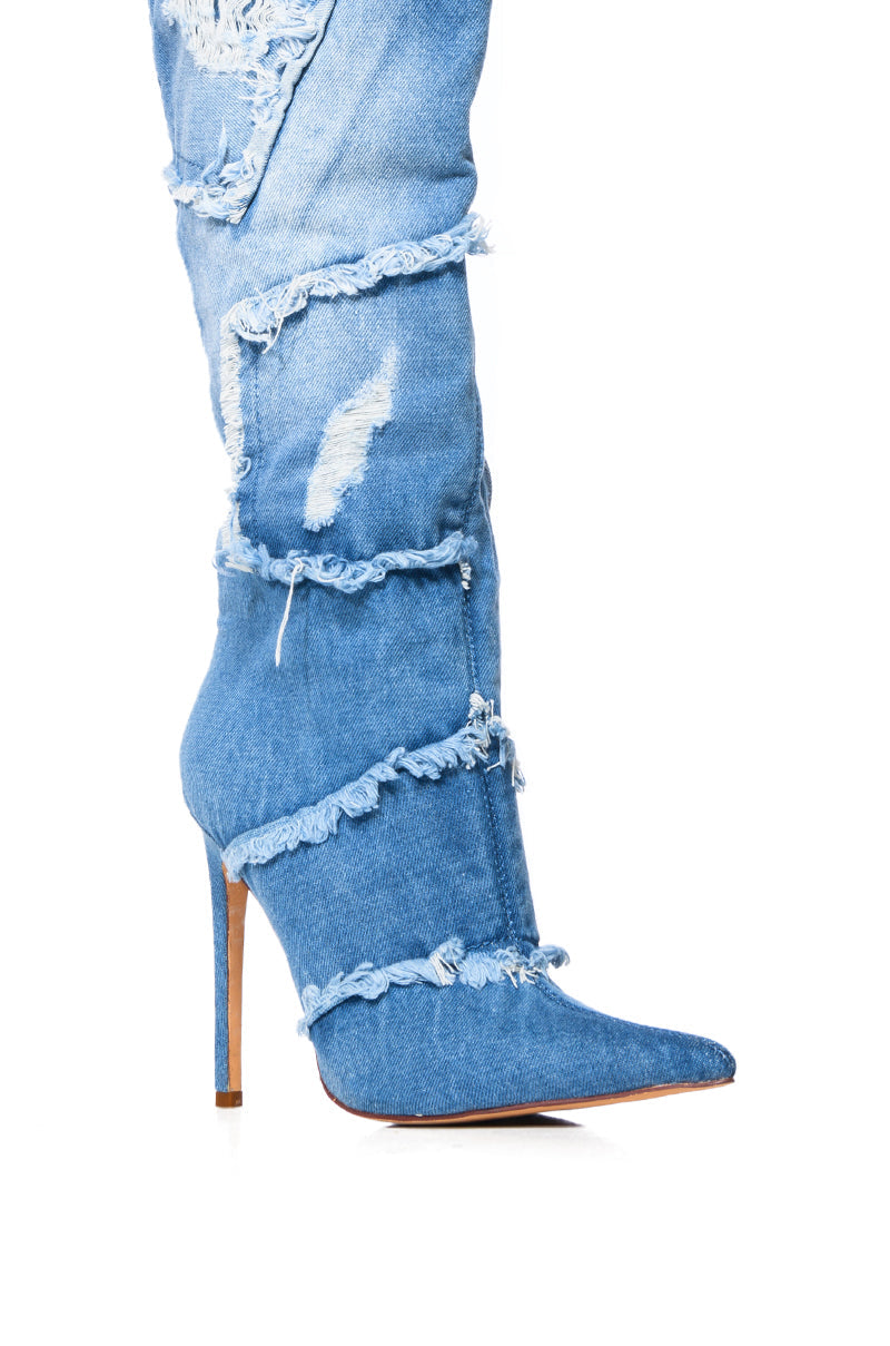 AZALEA WANG ALYSIA STILETTO BOOT IN DENIM