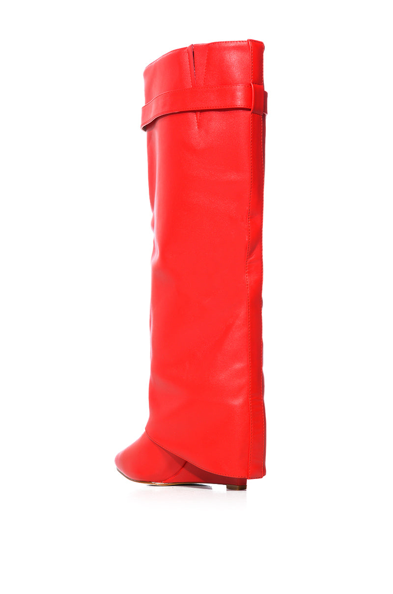 AZALEA WANG STUCK ON YOU WEDGE BOOT IN RED