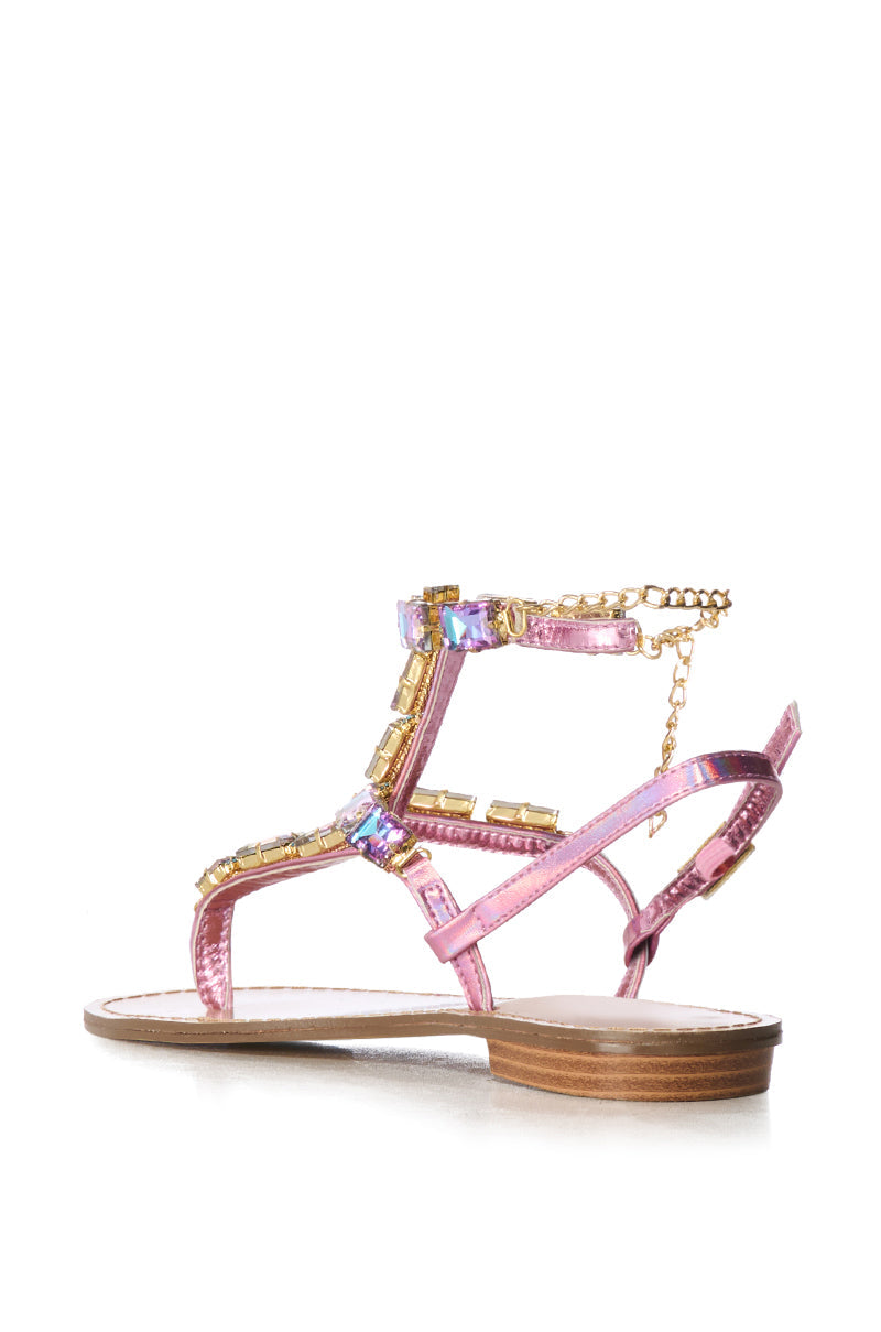 AZALEA WANG SUVI PINK EMBELLISHED SANDAL
