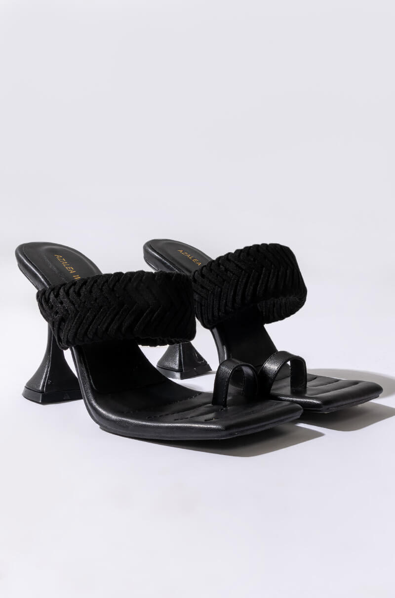 AZALEA WANG TAKE ME ON A VACA STILETTO SANDAL IN BLACK