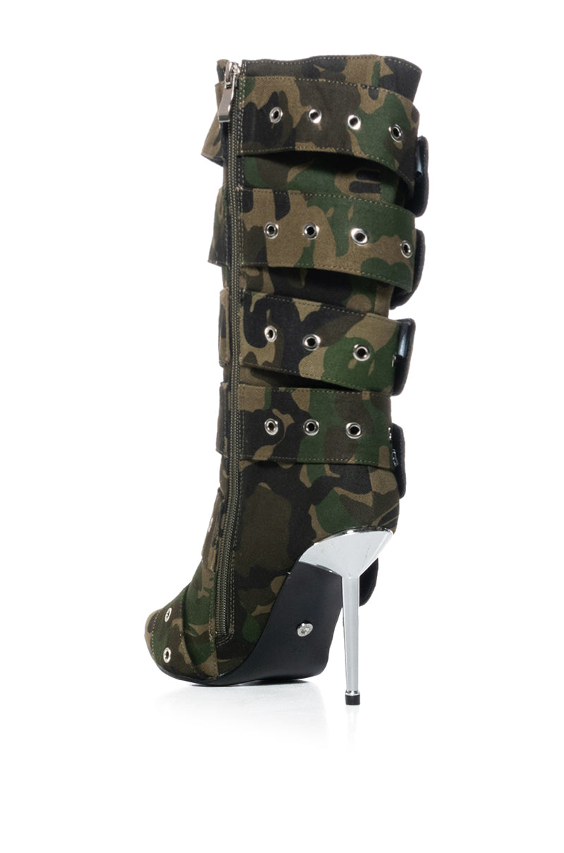 AZALEA WANG TEAIRA CAMO BELT BOOTIE