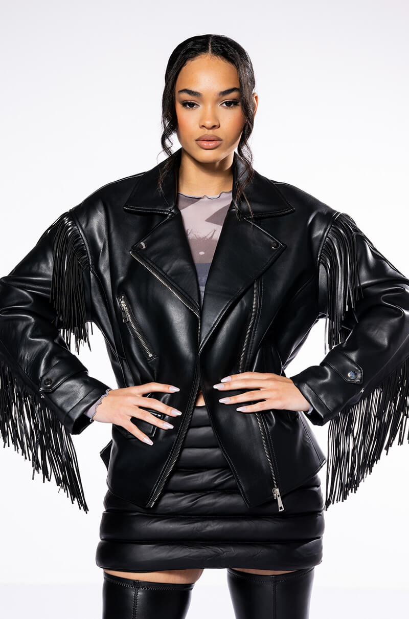 AZALEA WANG THE BOYFRIEND COWGIRL PU MOTO JACKET