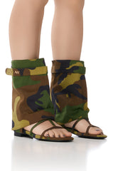 AZALEA WANG TORRE CAMO OPEN TOE SANDAL BOOT