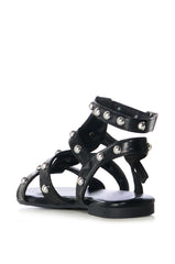 AZALEA WANG TREBLE BLACK SILVER EMBELLISHED SANDAL